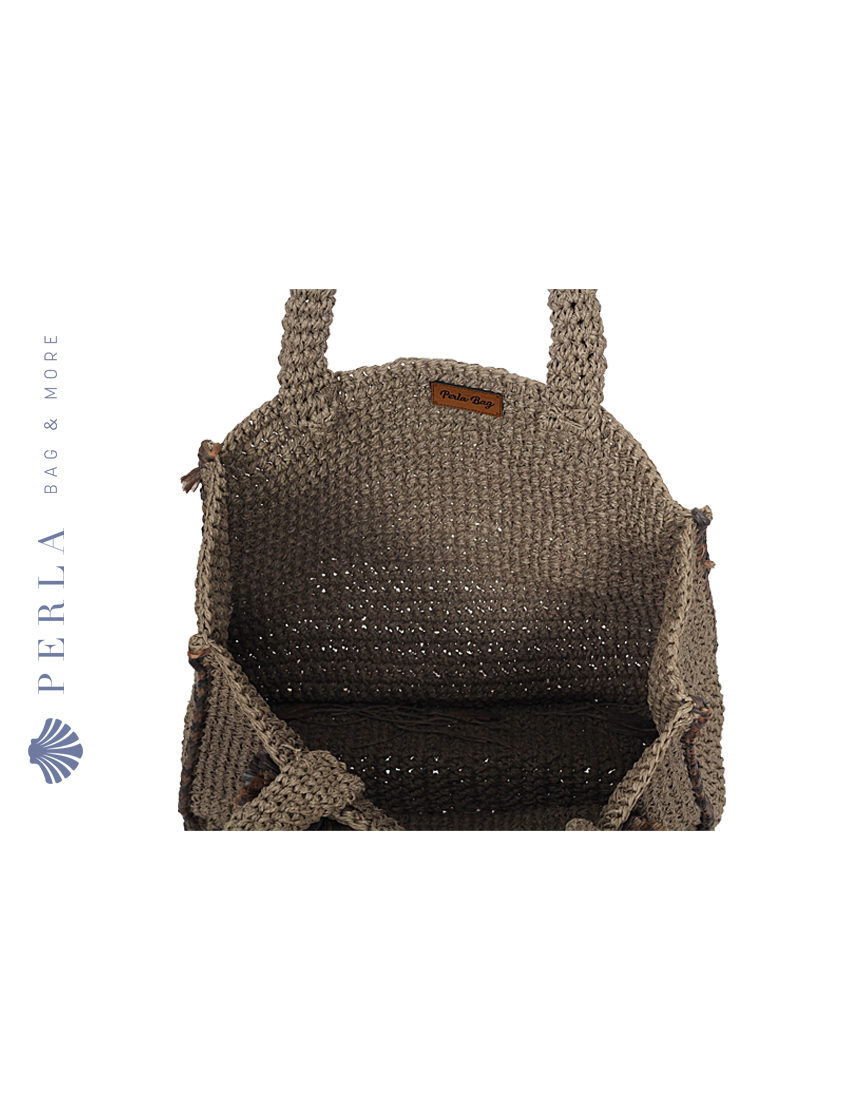 Coral Plaj Çantası-Önden Püsküllü-Gri - Görsel 3